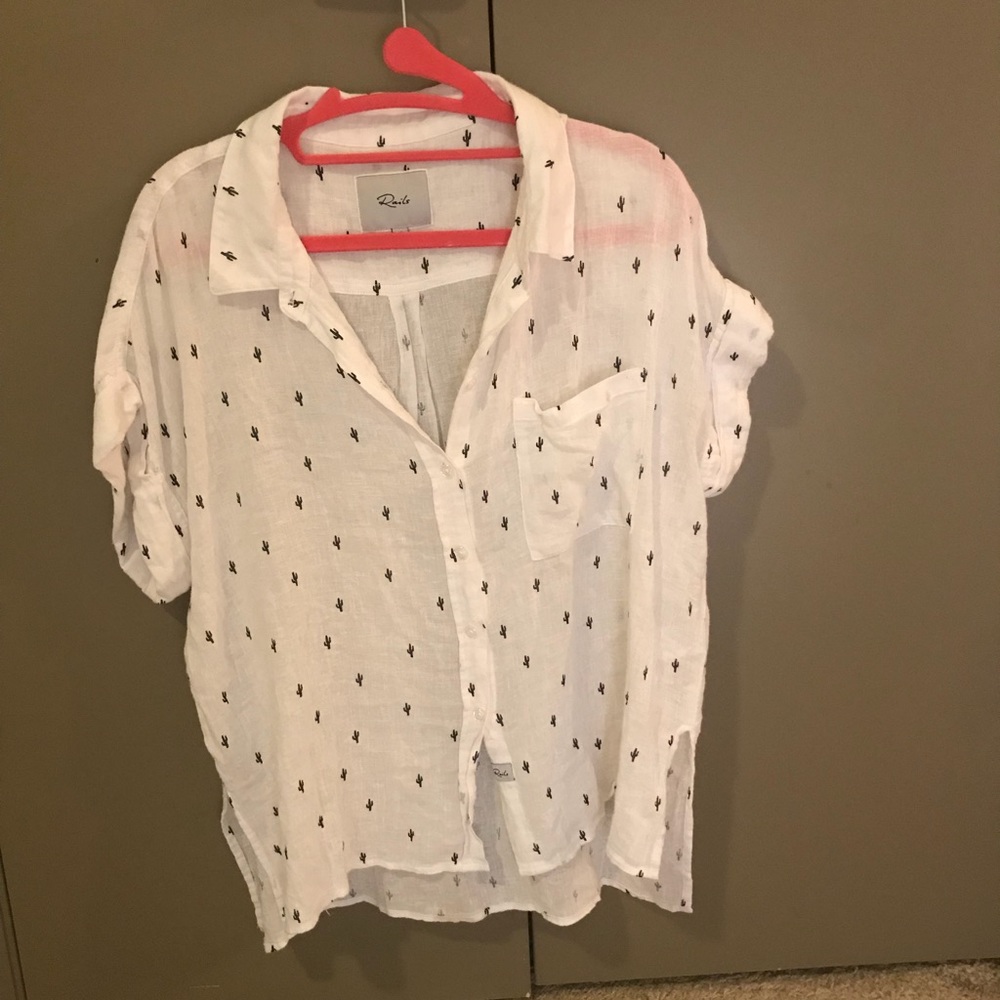 New Rails Cactus Print Linen Shirt
